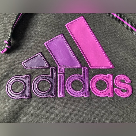 Adidas Activewear Black & Purple Long Sleeve Hoodie Sweatshirt Size L - Picture 2 of 4
